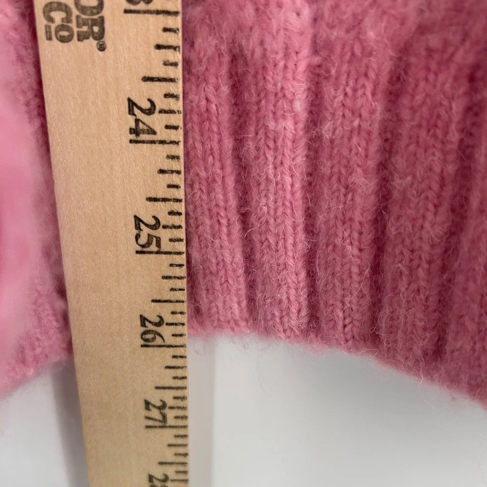 LOFT Pink Cable Open Knit Crew Neck Sweater Womens XL Wool‎ Blend Lightweight